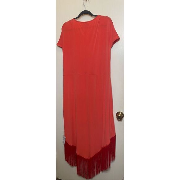 ASOS DESIGN Curve wrap midi dress with fringing detail in burnt orange size 20 N - Picture 10 of 10